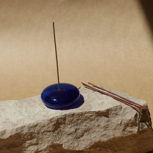 Glass Incense Holder in Cobalt