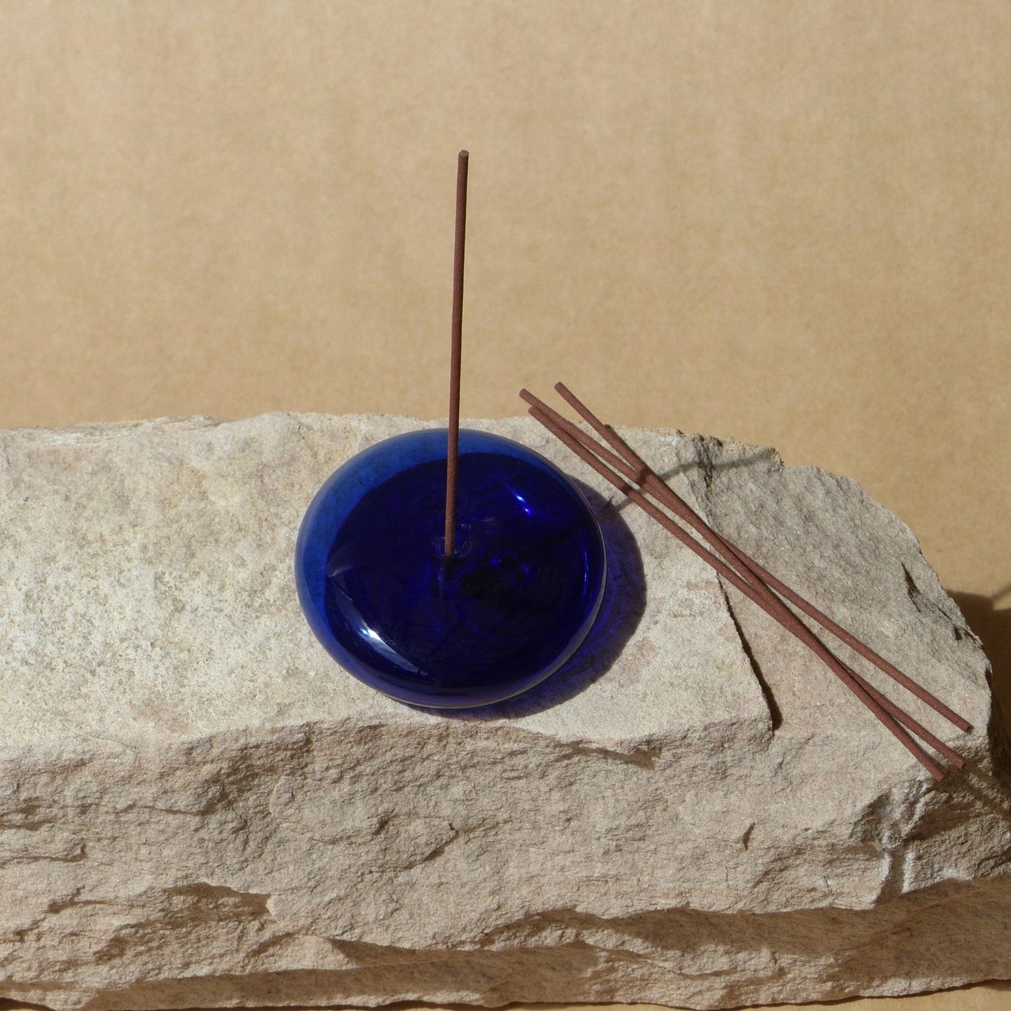 Glass Incense Holder in Cobalt