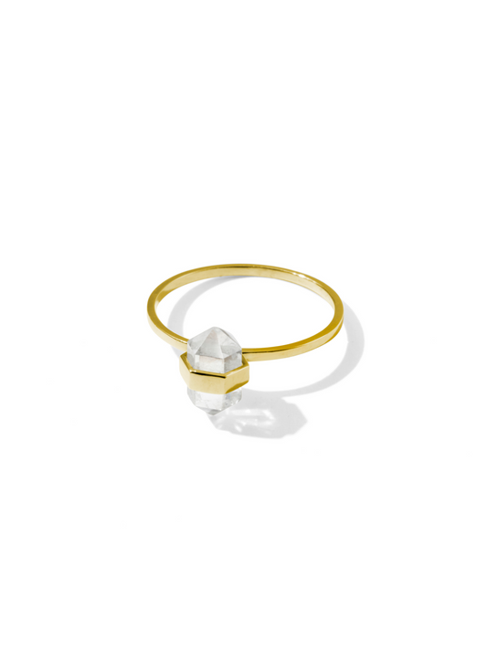 Tiny Calm Crystal Ring in Gold or Silver